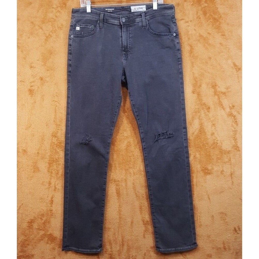 AG JEANS Mens Size 32 Gray Wash Distressed Knee The Graduate Tailored Leg